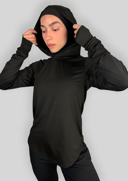 MALI Performance Hooded Top – Black