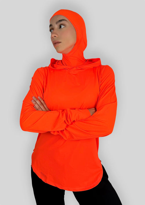 MALI Performance Hooded Top – Neon Orange